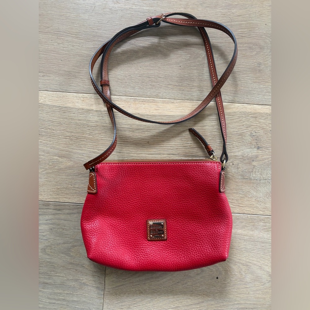 Dooney & Bourke Pebble Grain leather Crossbody Pouchette in red